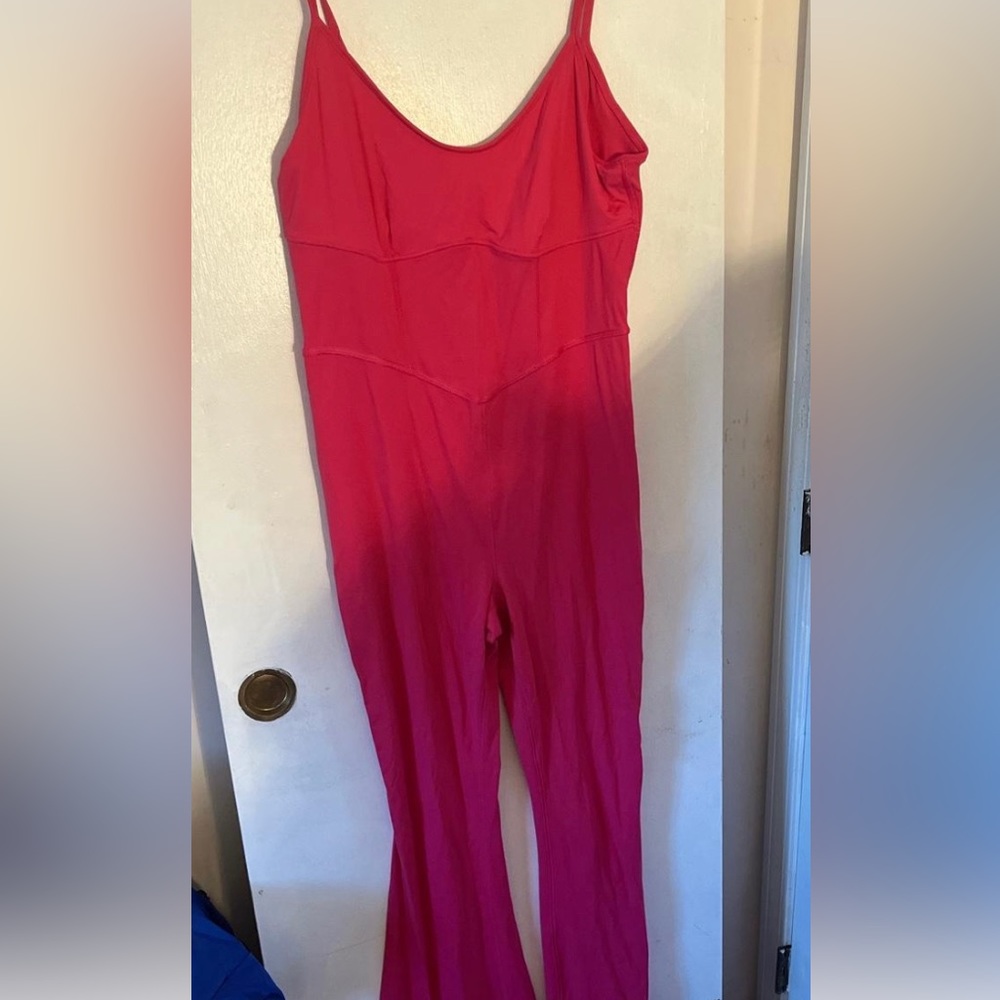 Hot pink flare legs yoga one piece